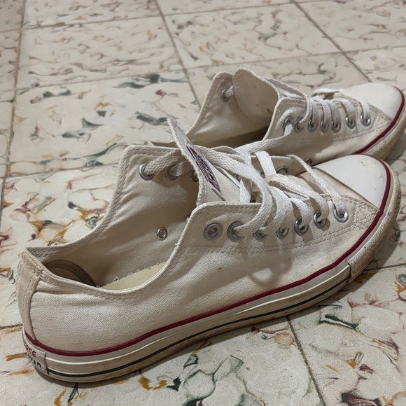 Converse All Star Cream Sneakers with Red Trim - Picture 8 of 9